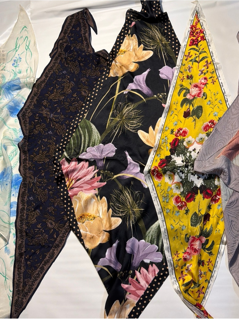 Vintage Head 6 Triangles Silk, Polyester Scarves 1 Signed Vera Neumann